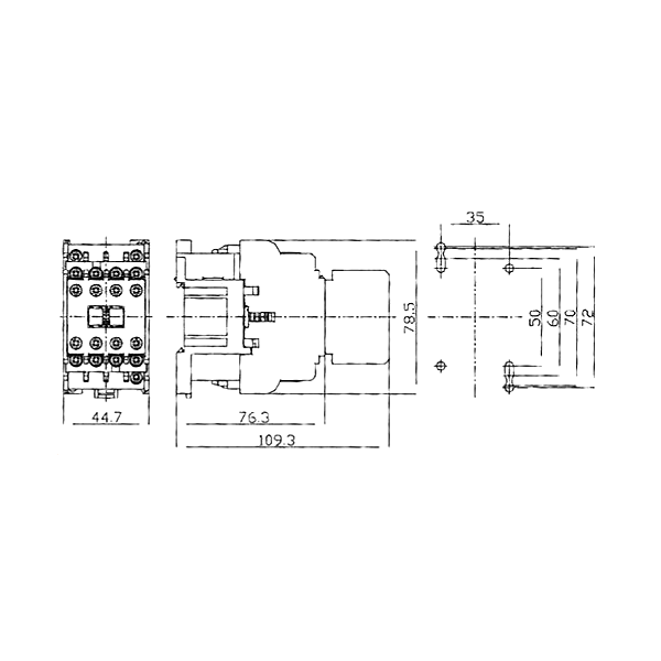 ابعاد کنتاکتور DSL-9 پارس فانال