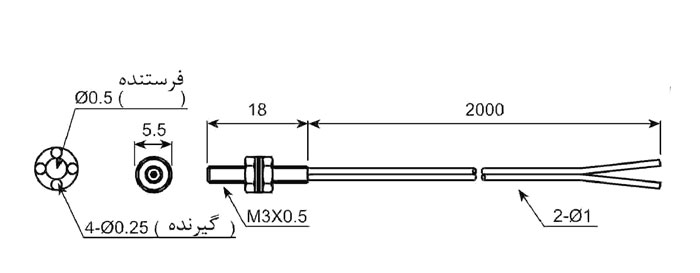 ابعاد کابل سنسور فیبر نوری آتونیکس