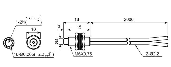ابعاد کابل سنسور فیبر نوری آتونیکس