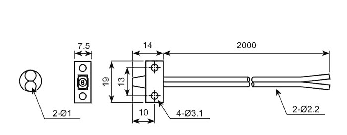 ابعاد کابل سنسور فیبر نوری آتونیکس