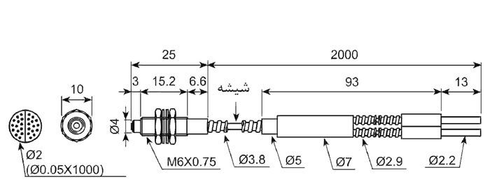 ابعاد کابل سنسور فیبر نوری آتونیکس