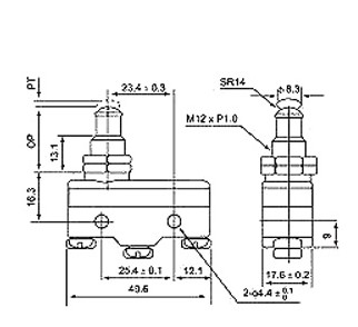 ابعاد میکروسوئیچ پارس فانال