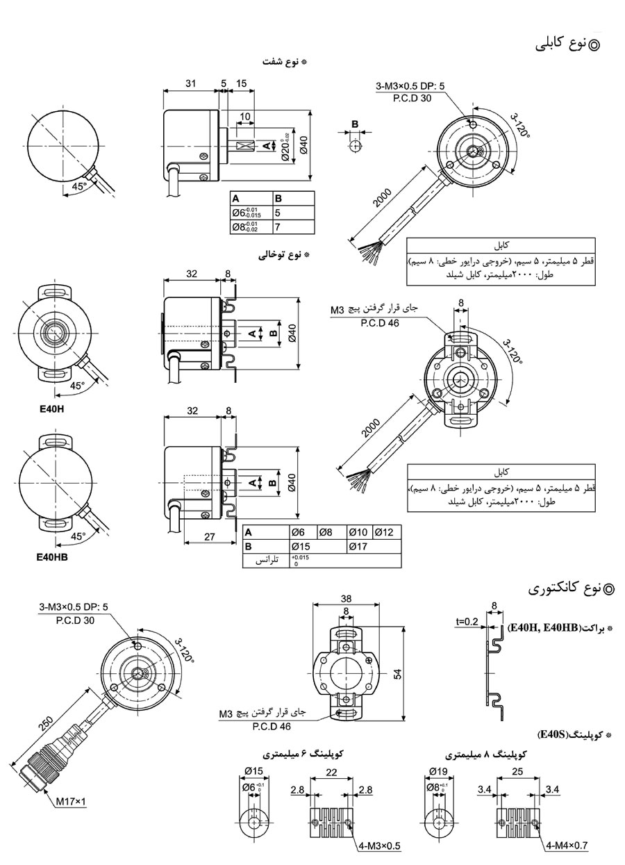 قیمت انکودر - ابعاد انکودر