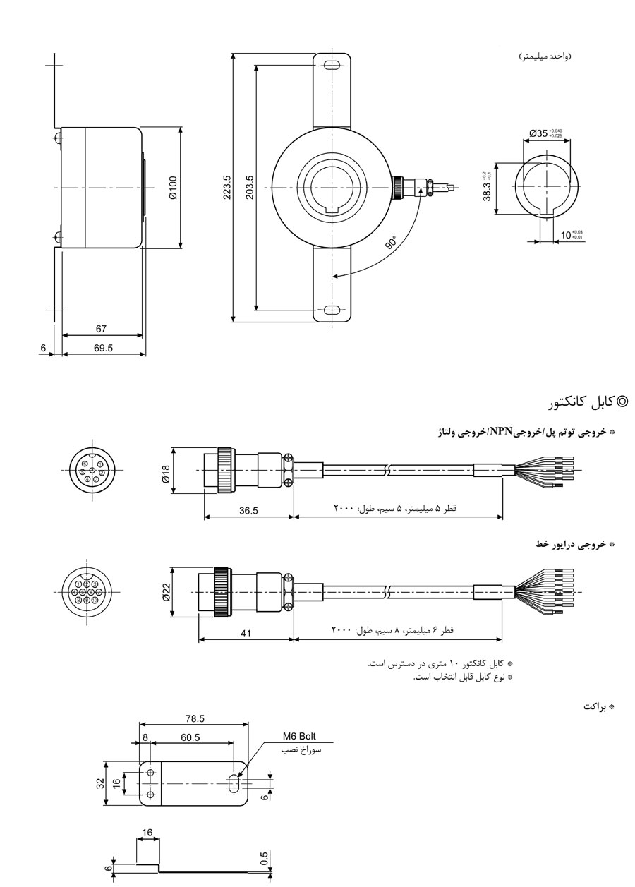 ابعاد انکودر آتونیکس سری E100H