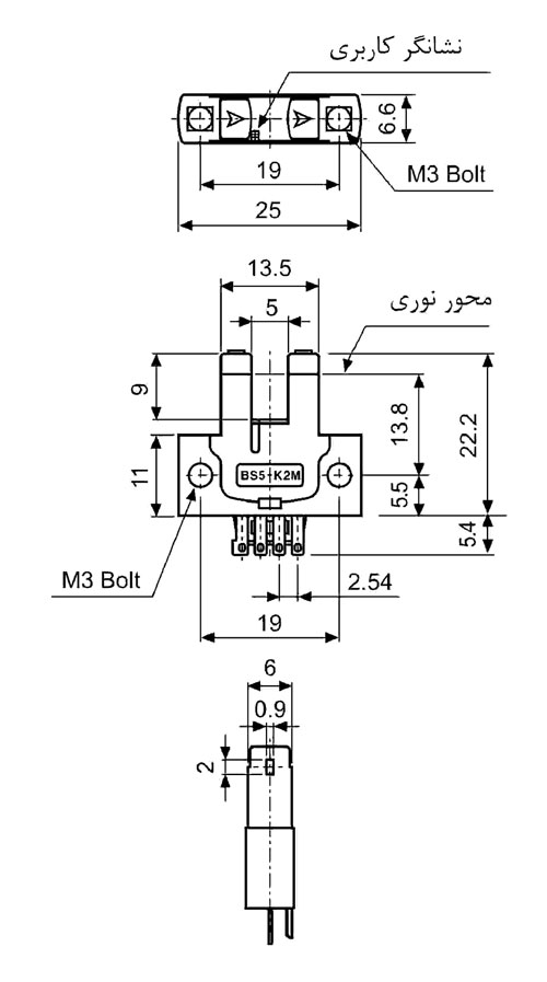 ابعاد سنسور نوری میکرو آتونیکس BS5