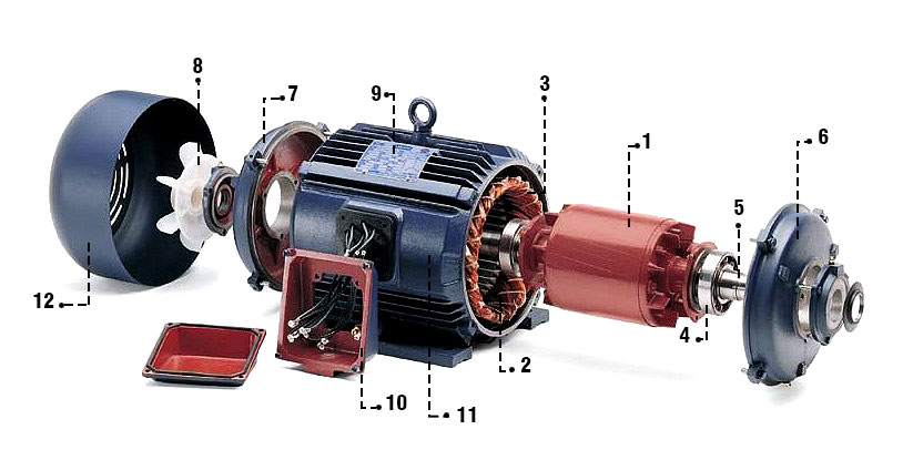 بخش های مختلف الکتروموتور