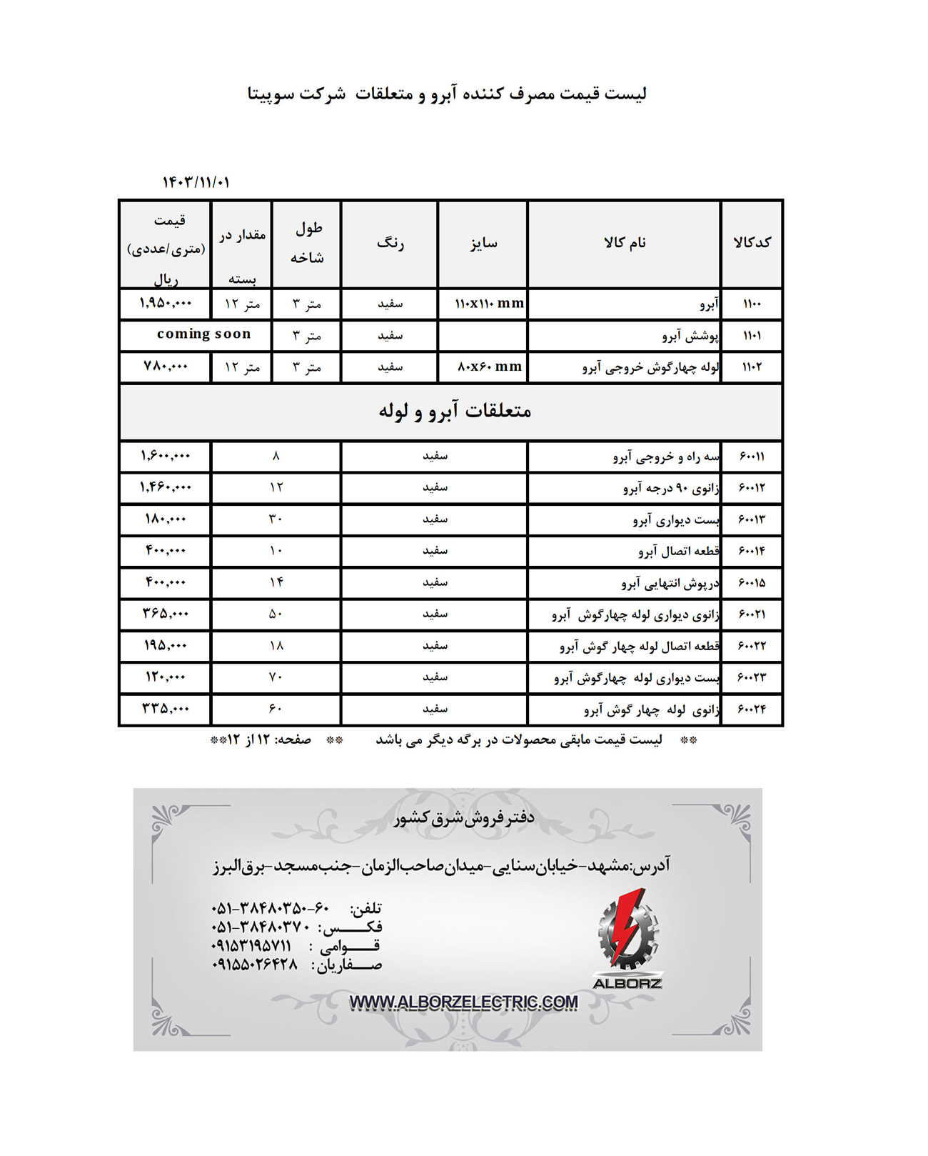 لیست قیمت سوپیتا