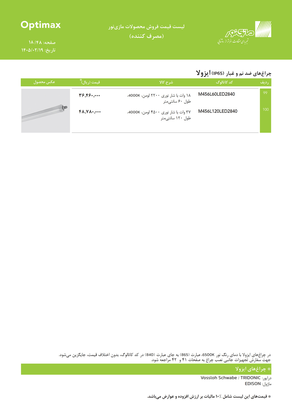 لیست قیمت اپتیمکس مازی نور