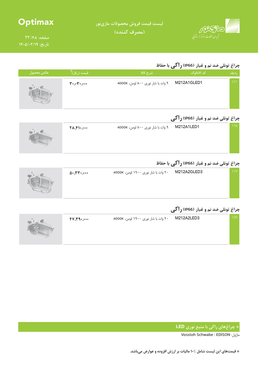 لیست قیمت اپتیمکس مازی نور