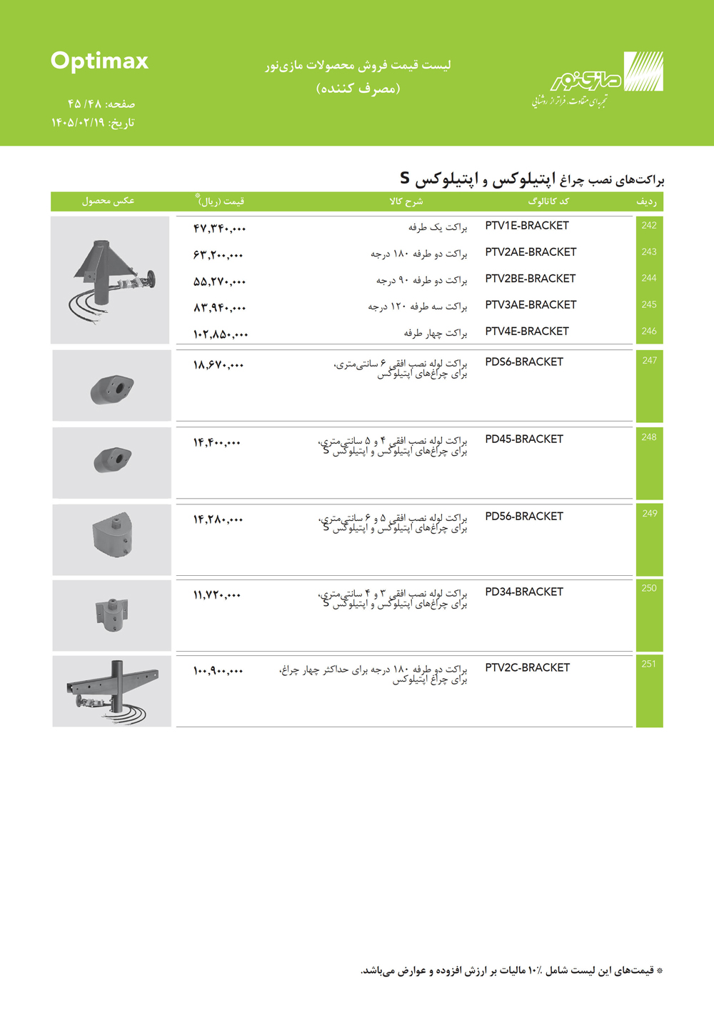 لیست قیمت اپتیمکس مازی نور