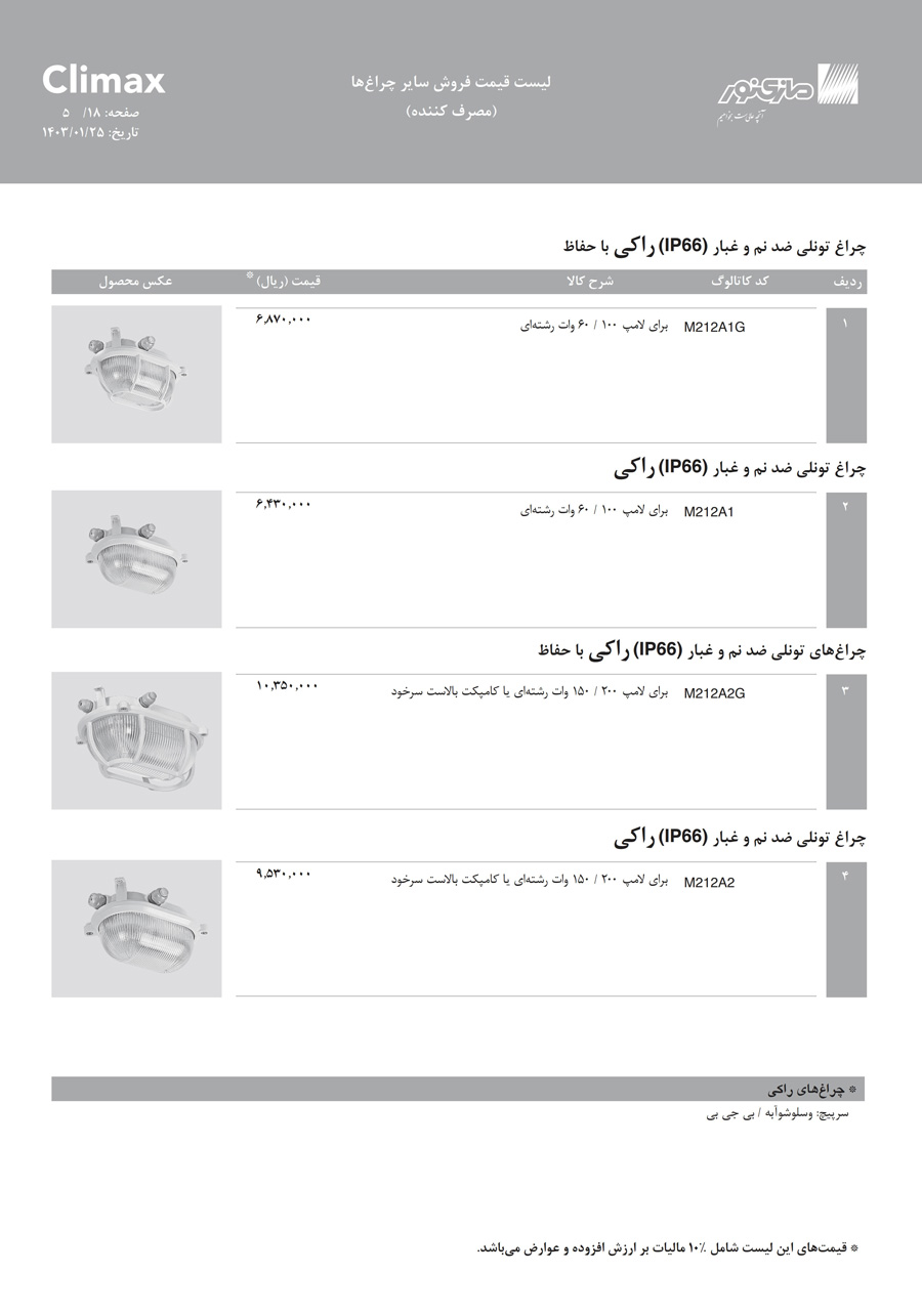 لیست قیمت مازی نور