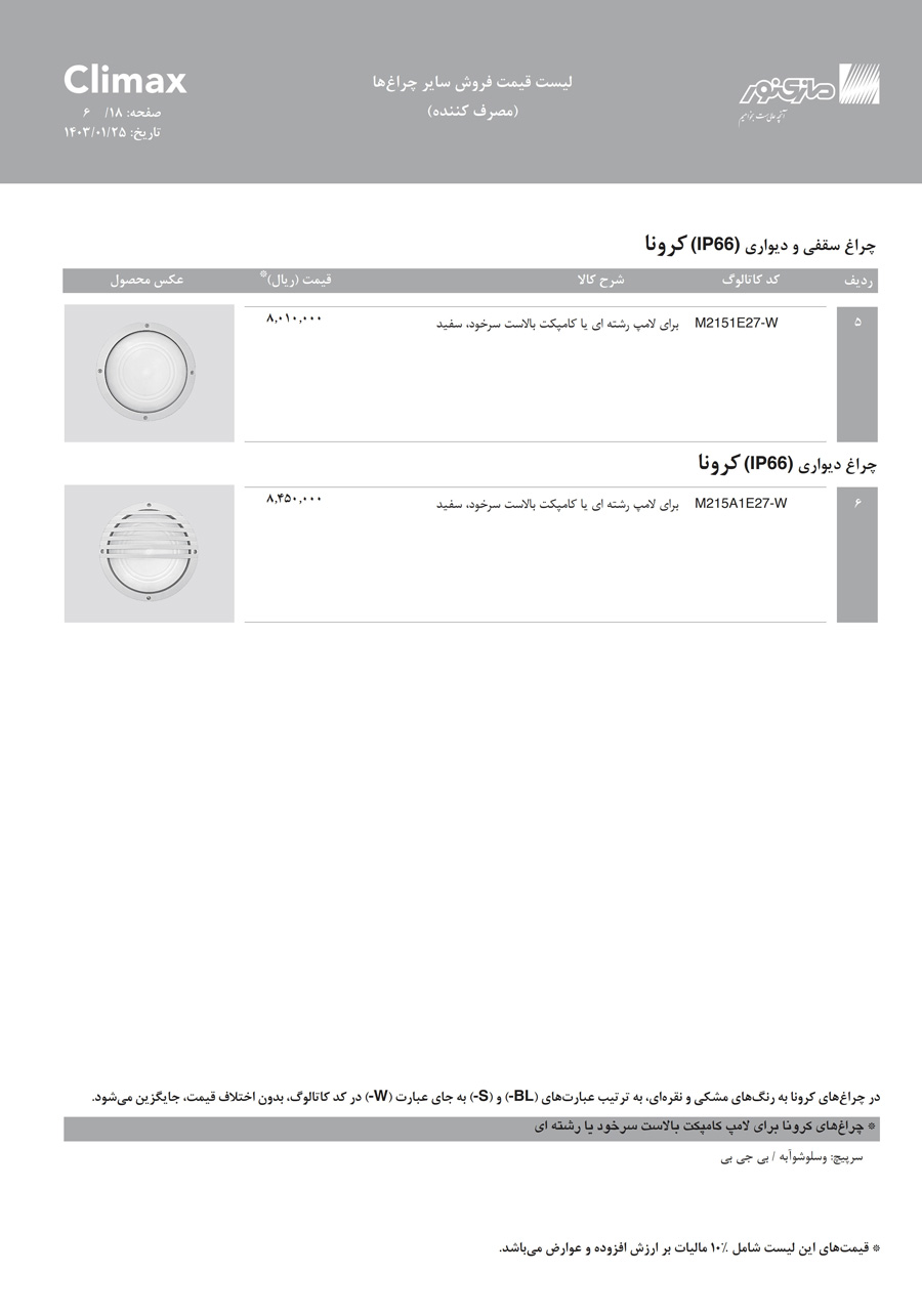 لیست قیمت مازی نور