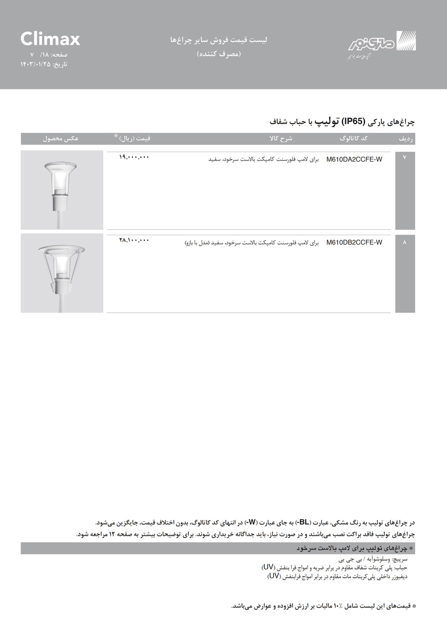 لیست قیمت مازی نور