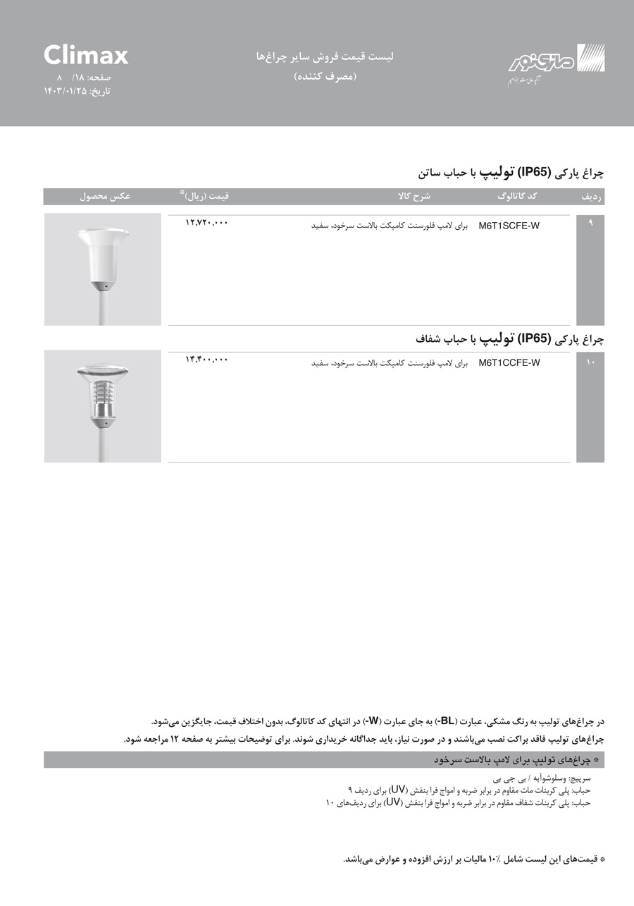 لیست قیمت مازی نور