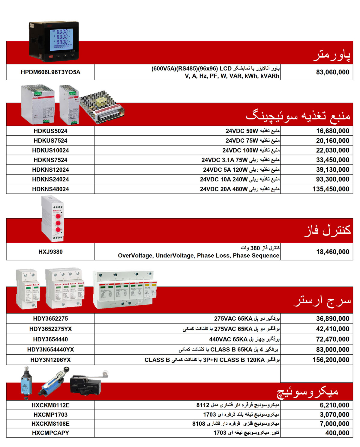 لیست قیمت هیمل